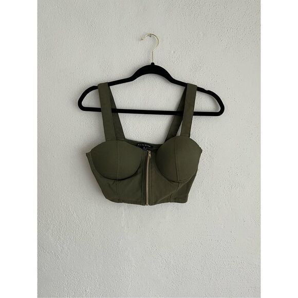 Haute Monde Woman Army Green Cropped Top, Size Small - Picture 1 of 6